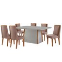 Ver imagem 2 de Mesa de Jantar Diane 180cm Tampo MDF Vidro 6 Cadeiras Diane Moderna Linho Capuccino Tork Naturale