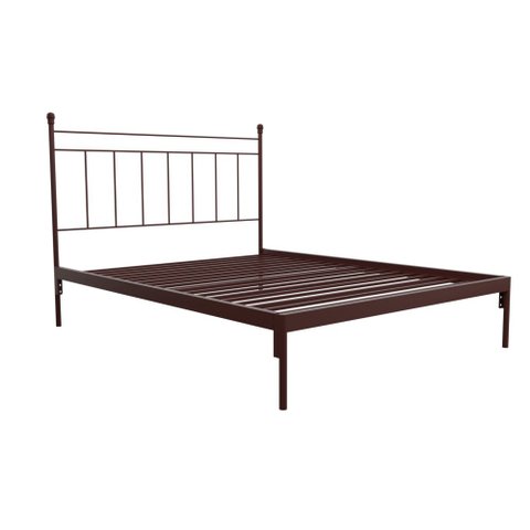 Cama de Ferro Romana Queen Size - Peseira Reta Icamas Marrom