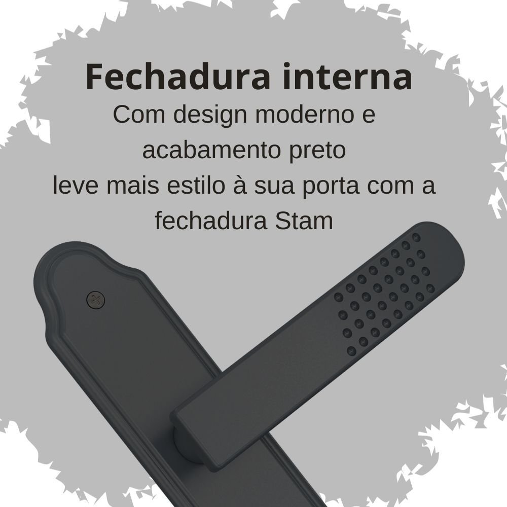 Fechadura Stam Porta Interna 813/21 Preto Espelho 40mm Fech. 813/21 - Esp. Preto Fosco - 5
