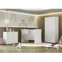 Ver imagem 1 de Quarto Infantil Lua Encantada Guarda Roupa, Berço e Cômoda Sapateira Branco
