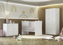 Ver imagem 1 de Quarto Infantil Lua Encantada Guarda Roupa, Berço e Cômoda Sapateira Branco