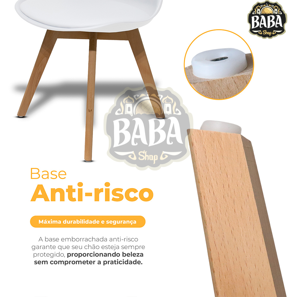 Kit 2 Cadeiras com Assento Estofado de Jantar Cozinha Saarinen Leda Design Branca Base Madeira - 3