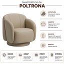 Ver imagem 3 de Poltrona Decorativa Avany Base Fixa Corano Bege - Nexta Casa