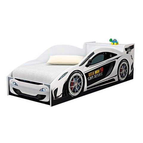 Cama Carro com Baú Lizzy Infantil Branco com Colchão