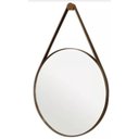 Ver imagem 1 de Espelho Redondo Adnet 80cm Moldura e Alça Couro Café + Suporte