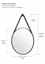 Ver imagem 2 de Espelho Redondo Adnet 80cm Moldura e Alça Couro Café + Suporte