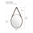 Ver imagem 2 de Espelho Redondo Adnet 80cm Moldura e Alça Couro Café + Suporte