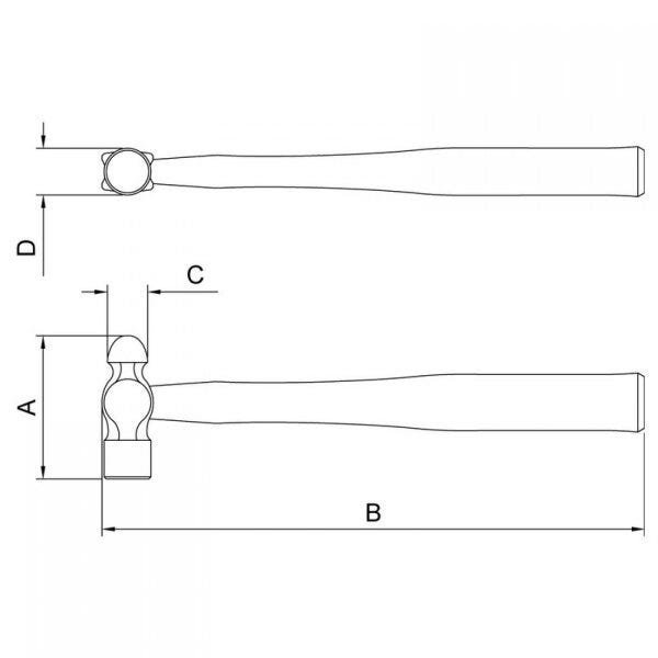 Martelo Bola com Cabo de Madeira 800g Tramontina PRO - 2