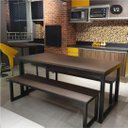 Ver imagem 1 de Mesa Estilo/Modelo Industrial com 1 banco (2,00 x 0,90)