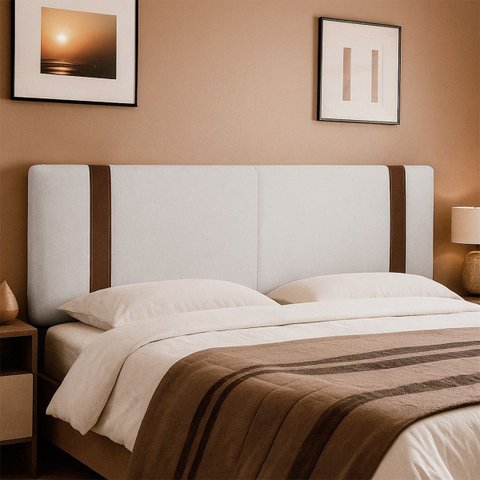 Painel Suspenso Cabeceira Dobrável Pietro para Cama Box King Size 195cm Boucle:bouclê Bege Marfim