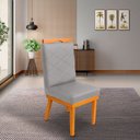 Ver imagem 2 de Cadeira Ana Matelassê Tecido Suede com Base Fixa de Madeira Maciça e Puxador Castanho:cinza