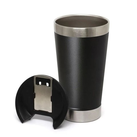 Copo Térmico 473ml MS986 para Laser Aço Inox Preto Fosco com Tampa e Abridor