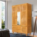 Ver imagem 1 de Guarda Roupa em Madeira Maciça 3 Portas 1 Porta com Espelho Imperatriz Imbuia