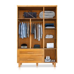 Guarda Roupa em Madeira Maciça 3 Portas 1 Porta com Espelho Imperatriz Imbuia - 4