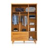 Guarda Roupa em Madeira Maciça 3 Portas 1 Porta com Espelho Imperatriz Imbuia - 4