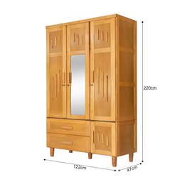 Guarda Roupa em Madeira Maciça 3 Portas 1 Porta com Espelho Imperatriz Imbuia - 5