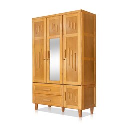 Guarda Roupa em Madeira Maciça 3 Portas 1 Porta com Espelho Imperatriz Imbuia - 3