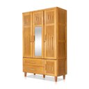 Ver imagem 3 de Guarda Roupa em Madeira Maciça 3 Portas 1 Porta com Espelho Imperatriz Imbuia