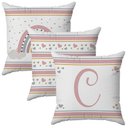 Ver imagem 4 de Kit 3 Capas Almofadas Arco-Iris Nome 45x45 Id Decor:Letra C