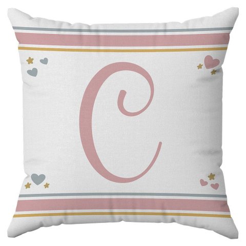 Kit 3 Capas Almofadas Arco-Iris Nome 45x45 Id Decor:Letra C