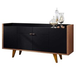 Aparador para Sala Buffet com 4 Portas 2 Gavetas Havana Preto Nature - 1