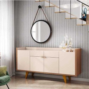 Aparador para Sala Buffet com 4 Portas 2 Gavetas Havana Off White Nature