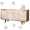 Aparador para Sala Buffet com 4 Portas 2 Gavetas Havana Off White Nature - 4