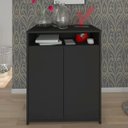 Ver imagem 2 de Balcão Multiuso Escritório Sala Cool 2 Portas Preto - Lyam Decor
