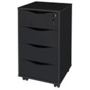 Ver imagem 1 de Gaveteiro para Escritório Office com Rodízios 4 Gavetas Bit Preto - Lyam Decor