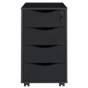 Ver imagem 3 de Gaveteiro para Escritório Office com Rodízios 4 Gavetas Bit Preto - Lyam Decor