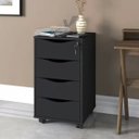 Ver imagem 2 de Gaveteiro para Escritório Office com Rodízios 4 Gavetas Bit Preto - Lyam Decor