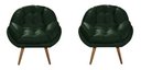 Ver imagem 1 de Kit 02 Poltrona Decorativa California Suede Verde Pés Palito - Fina Mobília