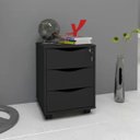 Ver imagem 2 de Gaveteiro para Escritório Office com Rodízios 3 Gavetas Face Preto - Lyam Decor