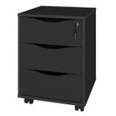 Ver imagem 1 de Gaveteiro para Escritório Office com Rodízios 3 Gavetas Face Preto - Lyam Decor