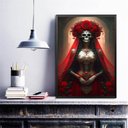 Ver imagem 1 de Quadro Rosa Caveira - Pombagira Umbanda 33x24cm - com Vidro:moldura Preta