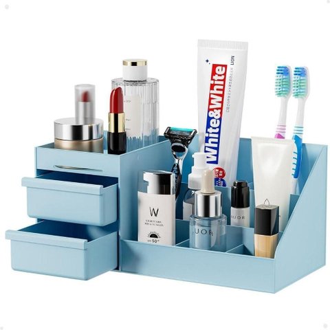 Organizador de Mesa Multiuso Oem Lorben GT6234 com 2 Gavetas e 7 Divisões para Escritório Azul