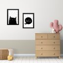 Ver imagem 1 de Kit 2 Quadros Infantis Gatinho Escandinavo 33x24cm - com Vidro:madeira Preta