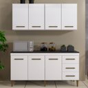Ver imagem 2 de Cozinha Compacta 7 Portas 3 Gavetas Atenas Kaiki Móveis:Branco