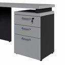 Ver imagem 5 de Escrivaninha L 150cm X 150cm Gaveteiro 3 Gav. Pé Painel F5 Cor:cinza Sagrado com Preto