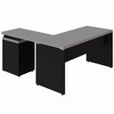 Ver imagem 3 de Escrivaninha L 150cm X 150cm Gaveteiro 3 Gav. Pé Painel F5 Cor:cinza Sagrado com Preto