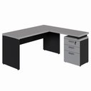 Ver imagem 1 de Escrivaninha L 150cm X 150cm Gaveteiro 3 Gav. Pé Painel F5 Cor:cinza Sagrado com Preto