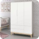 Ver imagem 2 de Guarda Roupa Infantil 3 Portas e 2 Gavetas Branco Classic Madeira Natural