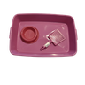 Caixa de Areia para Gatos com Pazinha e Comedouro - Rosa - 2