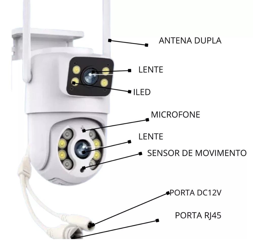 Câmera Ip Wi-fi Lentes Dupla Externa Prova D'água Infravermelho Hd 1080p - 4