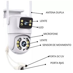 Câmera Ip Wi-fi Lentes Dupla Externa Prova D'água Infravermelho Hd 1080p - 4
