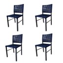 Ver imagem 1 de Kit 4 Cadeiras Camila Corda Náutica e Alumínio Azul