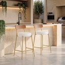 Ver imagem 1 de Banqueta Cozinha Média Encosto Castanho KIT2 Industrial Dourado Londrina PU D03 - D'Rossi