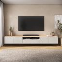 Ver imagem 1 de Rack Suspenso para TV até 85 Polegadas com 100% MDF 270cm Astro Yescasa Cinza e Bege