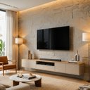 Ver imagem 5 de Rack Suspenso para TV até 85 Polegadas com 100% MDF 270cm Astro Yescasa Cinza e Bege