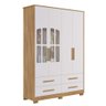 Armário Infantil 4 Portas Charlô - Móveis Peroba Amendoa/branco - 1